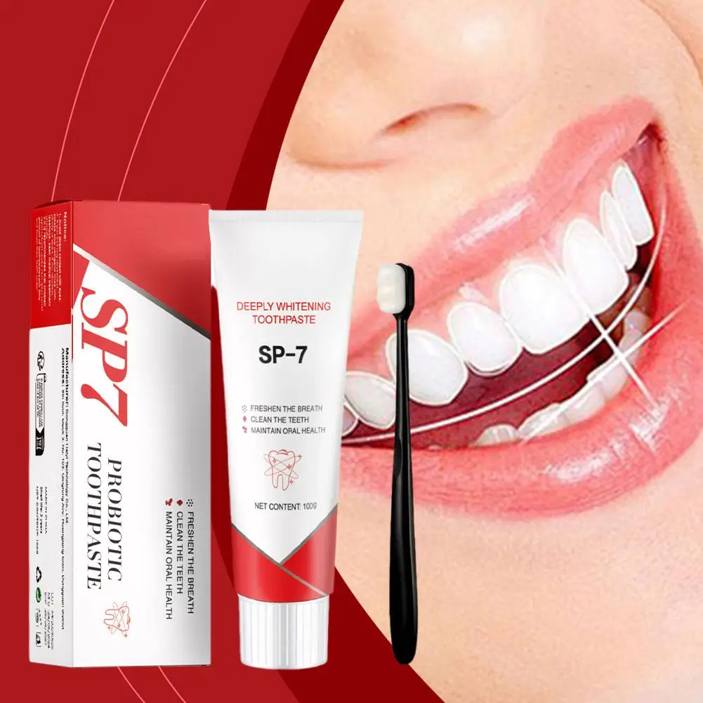 Ensemble de dentifrice et brosse à dents Sp-7 probiotiques, dentifrice blanc éclaircissant, fumée SAF, haleine d'acides aminés, Chevfrais