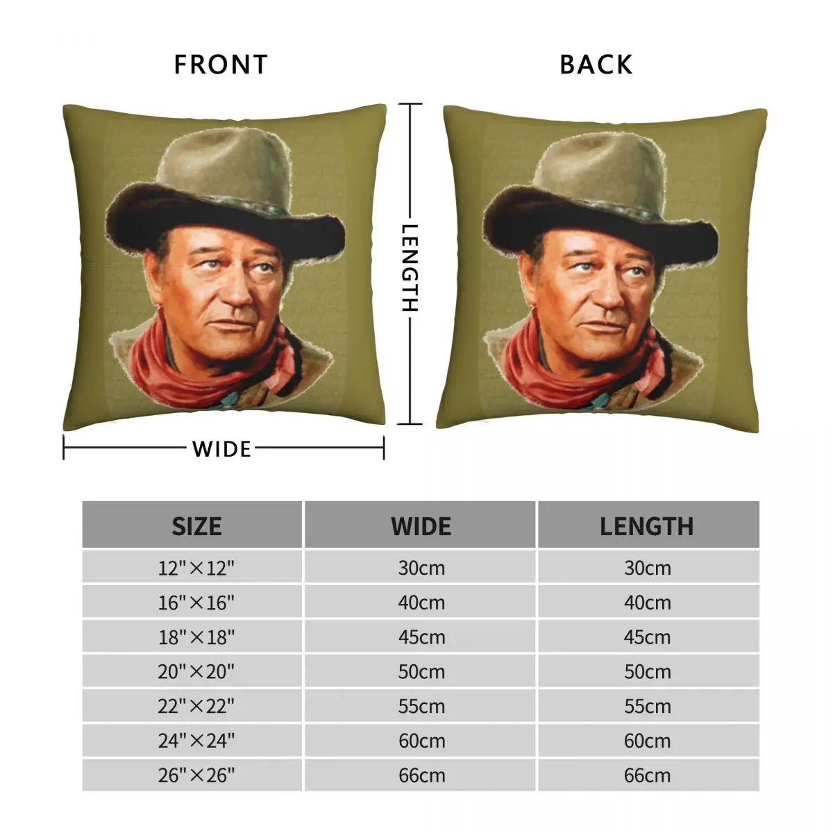 John Wayne Icon Square Pillowcase Polyester Linen Velvet Printed Zip Decor Pillow Case Home Cushion Cover