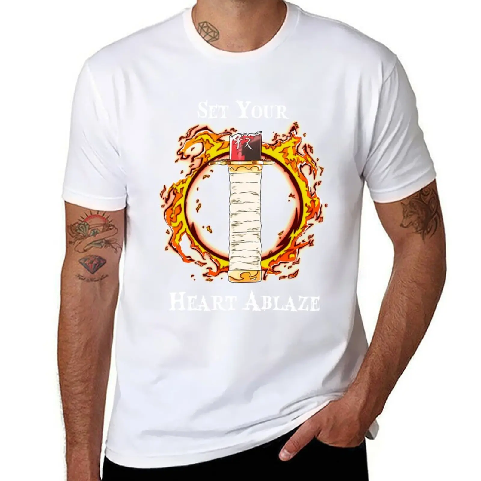 

Set Your Heart Ablaze - White Font T-Shirt cotton t shirts high quality man t shirt luxury T-Shirt