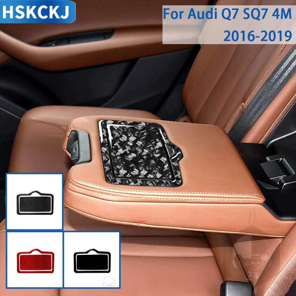 

For Audi Q7 SQ7 4M 2016 2017 2018 2019 Car Accessories Carbon Fiber Interior Rear Cup Holder Panel Trim Sticker Modification