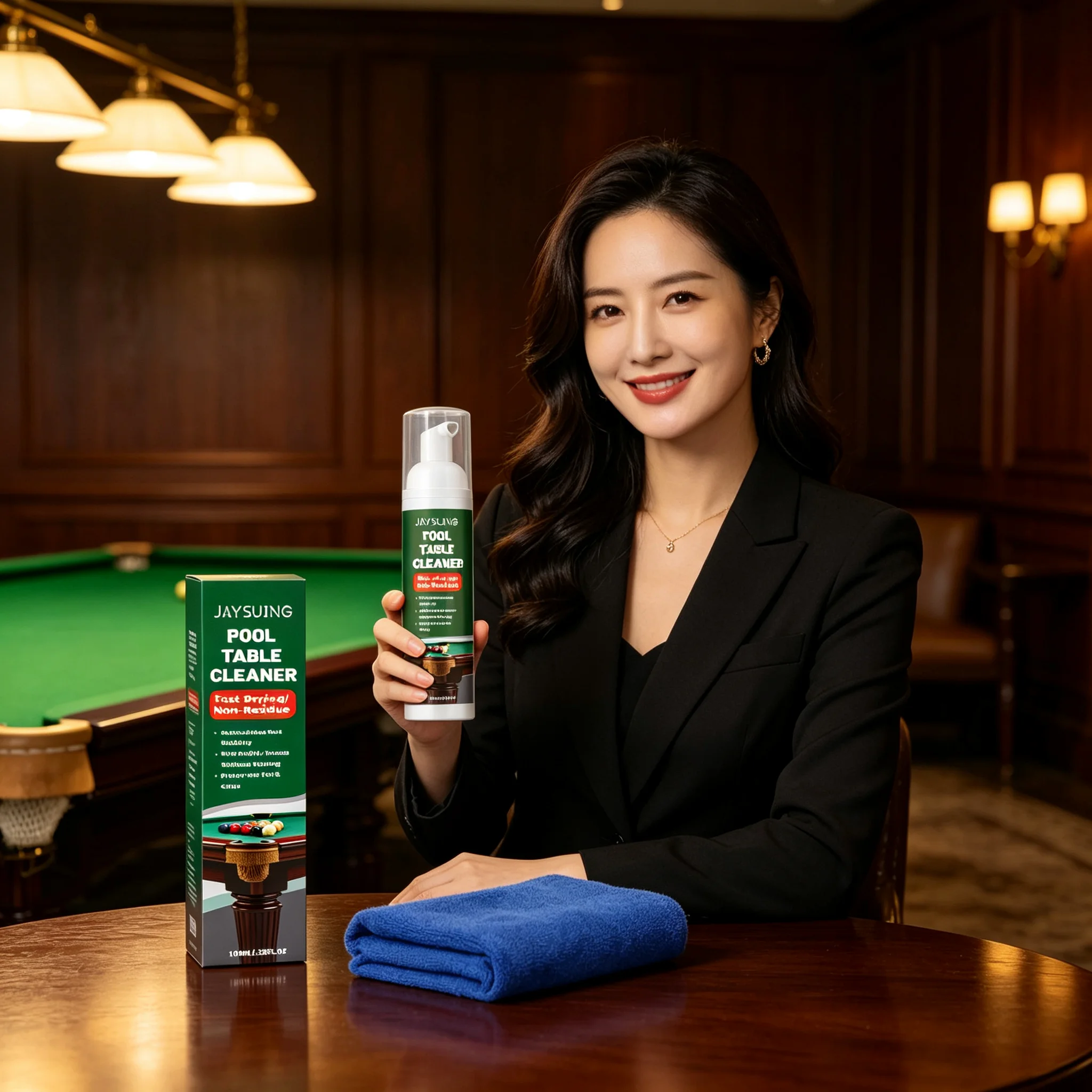 Jaysuing Pool Table Cleaner Spray Fast Drying Non Residue Deep Clean Gentle Formula with Cleaning Towel Billiard Table Cleaner