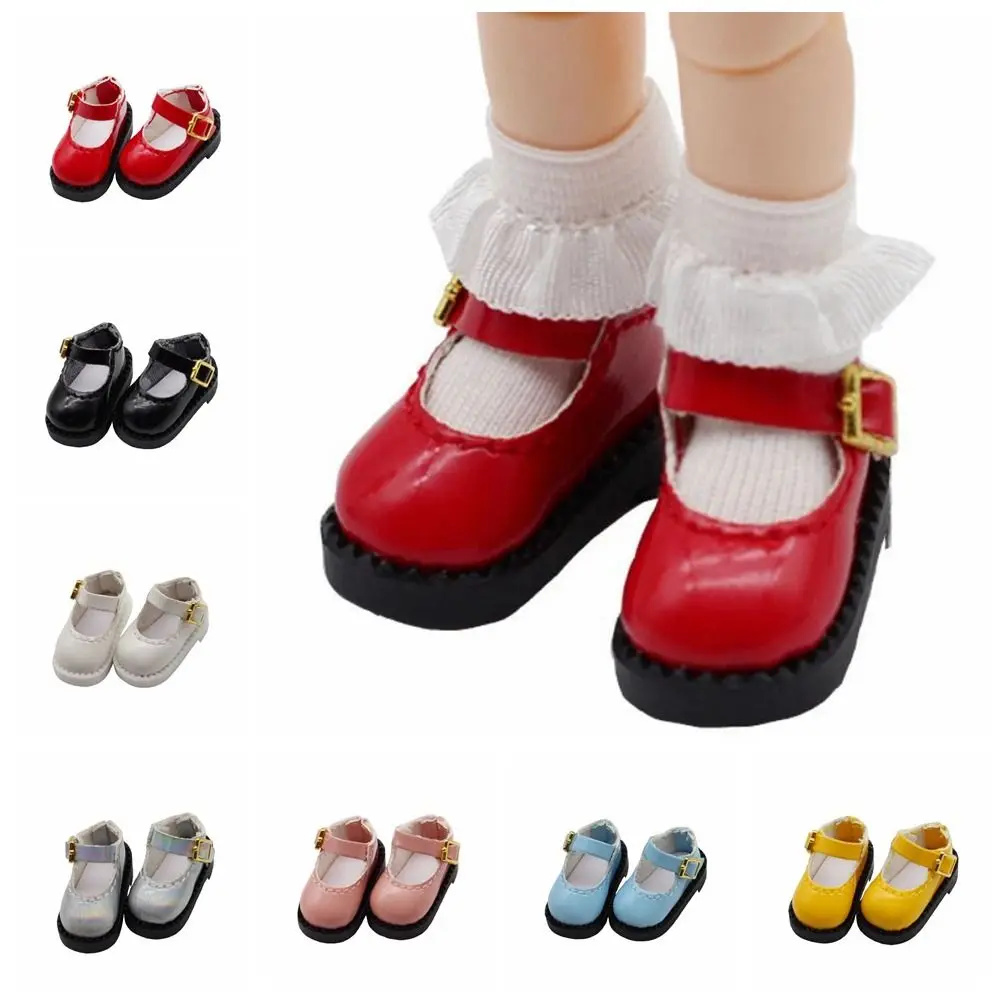 1 paar PU Leder ob11 Puppe Sandalen Mini Runde Kappe 12 BJD Puppe PU Schuhe 2,7*1,3 cm nette OB11 Prinzessin Schuhe Körper Puppen