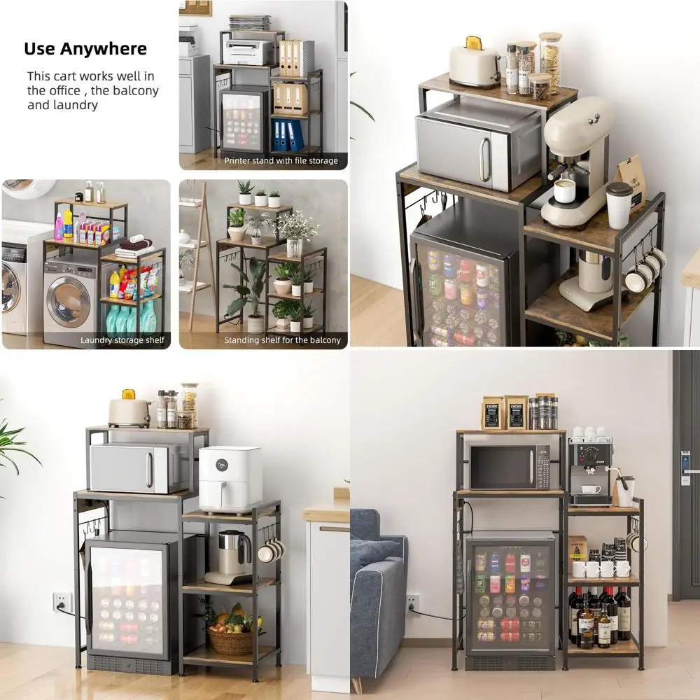 

Компактный шкаф для хранения с подставкой для микроволновки и кофейной станцией для кухни или общежития