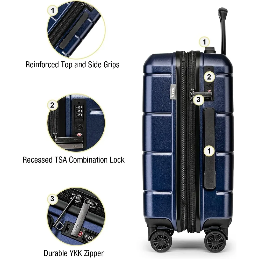 Expandable Hardshell Carry-On Luggage 22x14x9 TSA Lock Airline Approved 20 Inch Suitcase with Wheels Small Travel