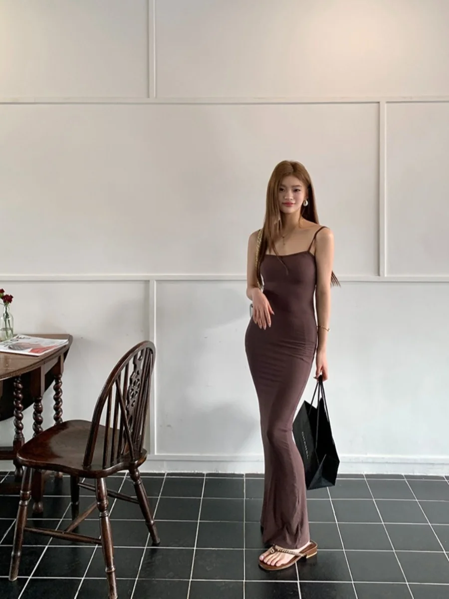 Kardaian Lente Zomer Sexy Pittig Afslanken Bla Strapl Lange Dr Dames Dr Hoge Taille Modale Vezel 92% Spandex 8%