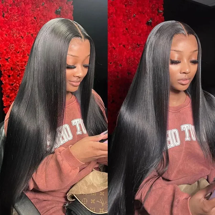 7x6 HD Glueless Straight Closure Full Lace Wigs For Women Ready To Wear Straight Human Hair Wig 200 Density 44 46 Inch Remy Hair view 3