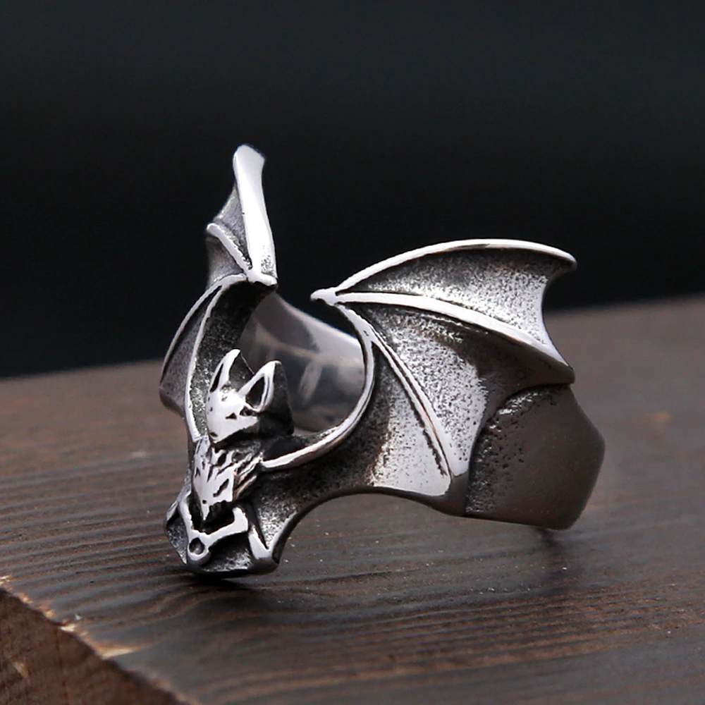 Fashion Vintage Simple Bat Ring Stainless Steel Punk Animal Ring For Men Women Biker Unique Amulet Jewelry Gifts Dropshipping