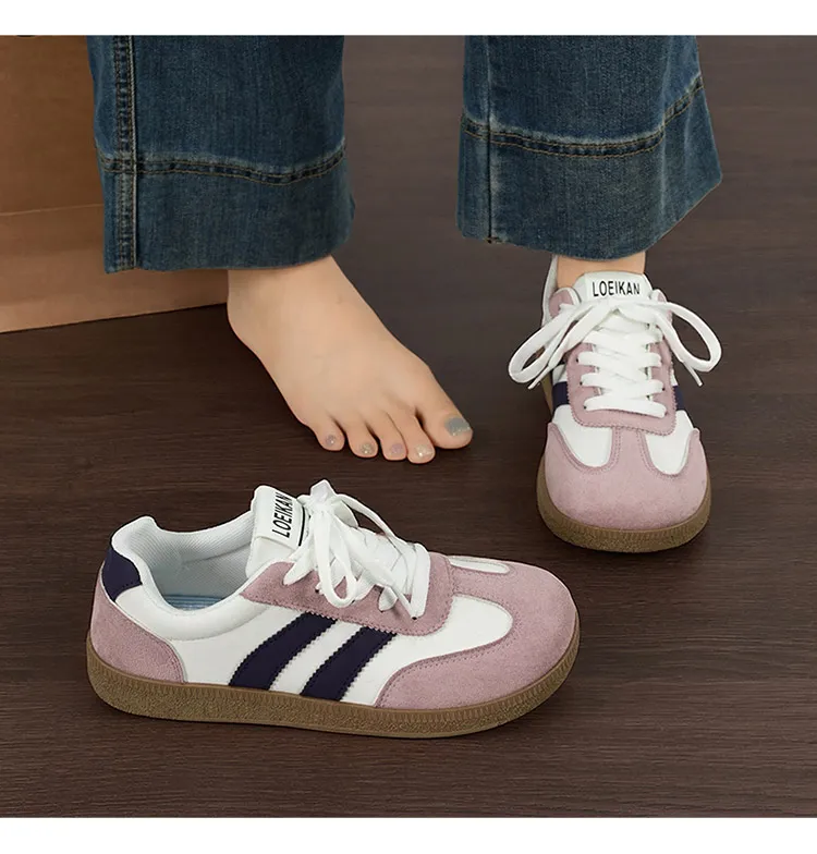 Damen Retro-Streifen-Sneaker mit Gummisohle, Schnürung, flache Schuhe, modische, vielseitige Freizeitschuhe zum Gehen für den täglichen Gebrauch – Detail 21