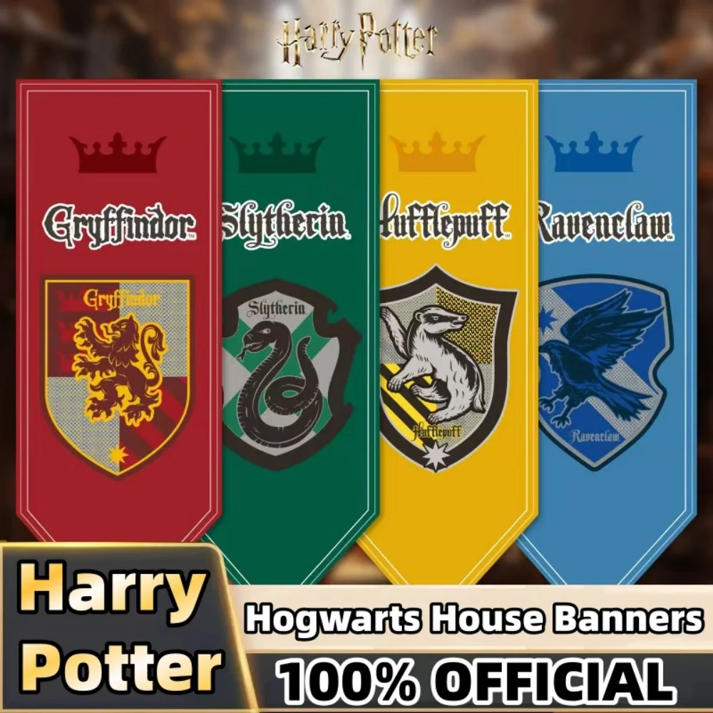 Banderas colgantes de la serie de las 4 casas de Harry Potter auténticas, decoración para fiesta de cumpleaños con temática de Hogwarts, suministros de construcción para escenario