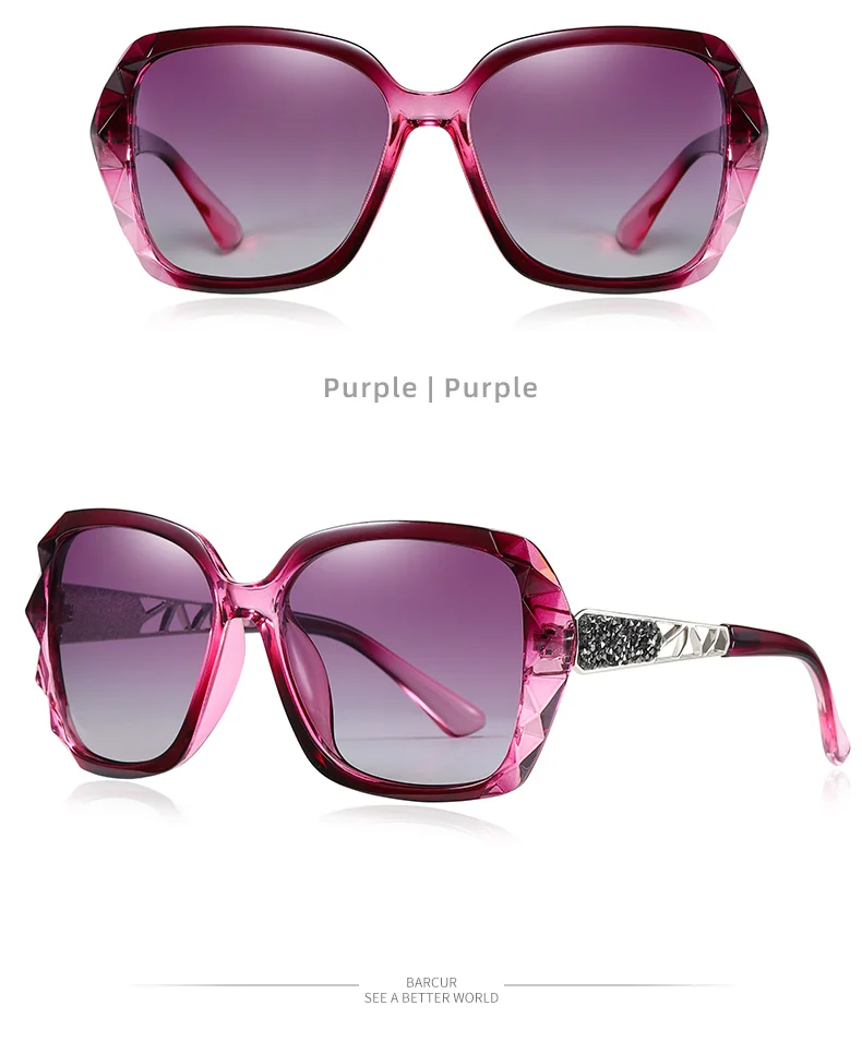 BARCUR Leichte, luxuriöse und elegante Sonnenbrille im Urlaubsstil mit großer Rahmendekoration, Gesichtsform, UV-Schutz – Detail 14