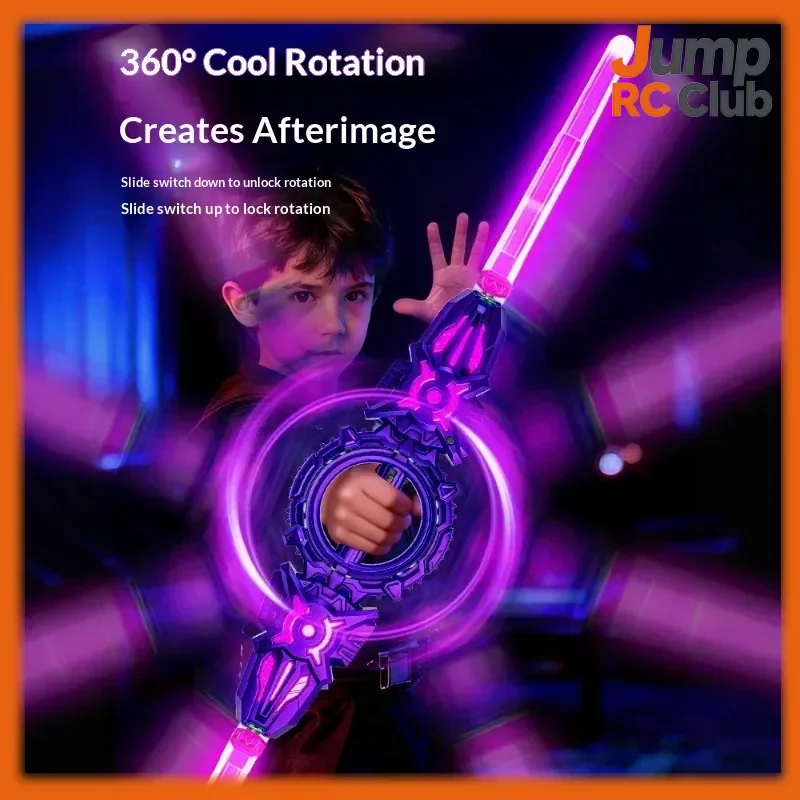 New Double Bladed Fire Spin Lightsaber Bidirectional Retractable 360 Rotating 24 Color Changing Glowing Toy For Boys Birthday