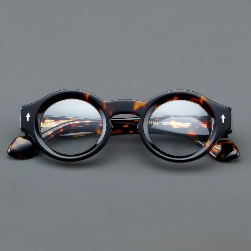 VCKA Runde Acetat-Myopie, Anti-Blau, Verfärben, Brille, Vintage-Stil, für Herren, verschreibungspflichtige Intensivierung, individuelle Optik, Brillen – 0,50 bis -10 – Detail 5
