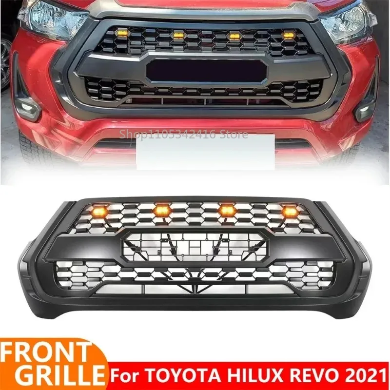 Modified 4x4 Front Bumper Grille Mesh Racing Grill Cover For Toyota Hilux Revo 2021 2022 4WD Offroad Exterior Tuning Accessories