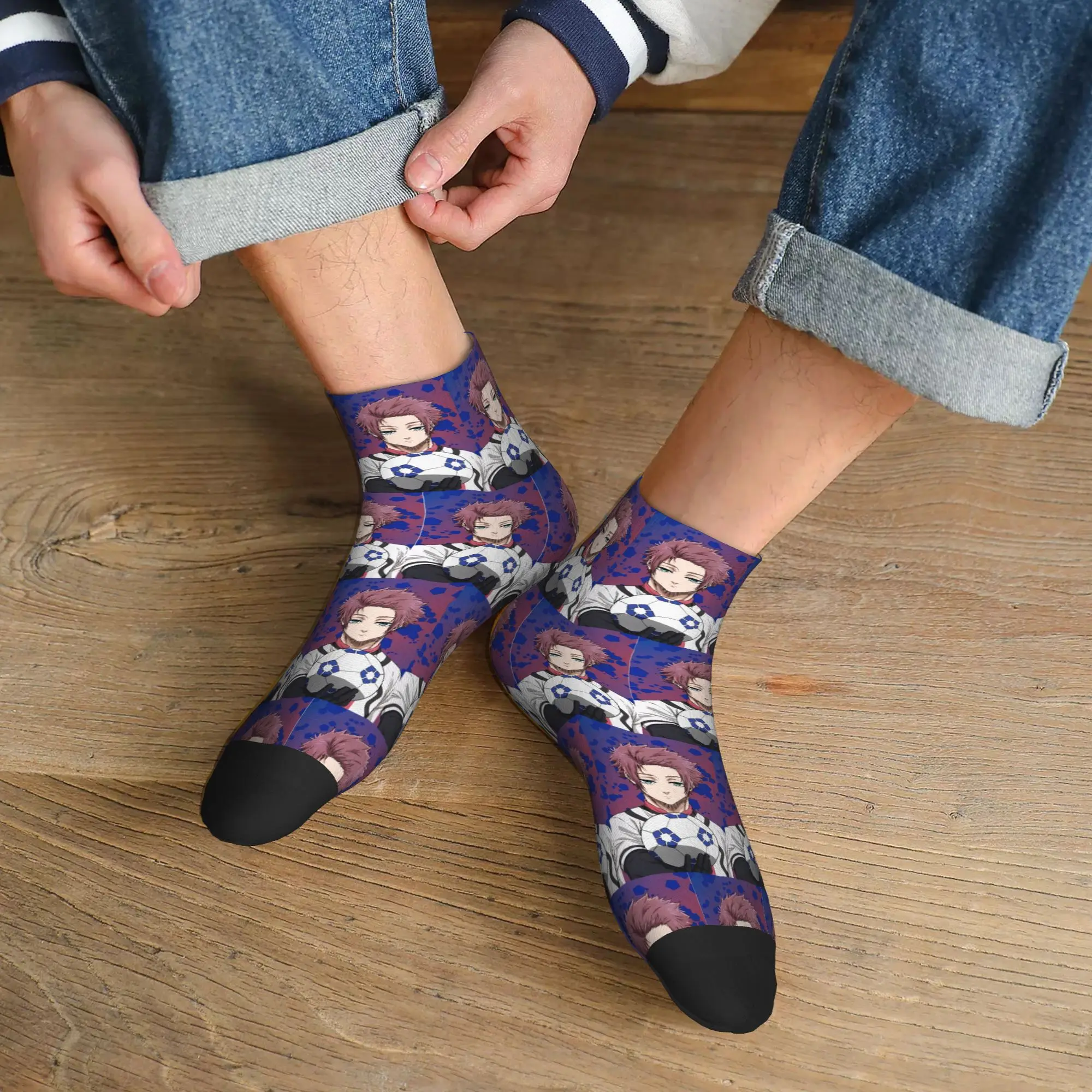

All Seasons Itoshi Sae Blue Lock Cartoon Anime Socks Harajuku High Quality Crew Socks Hip Hop Stockings for Men Women Gifts