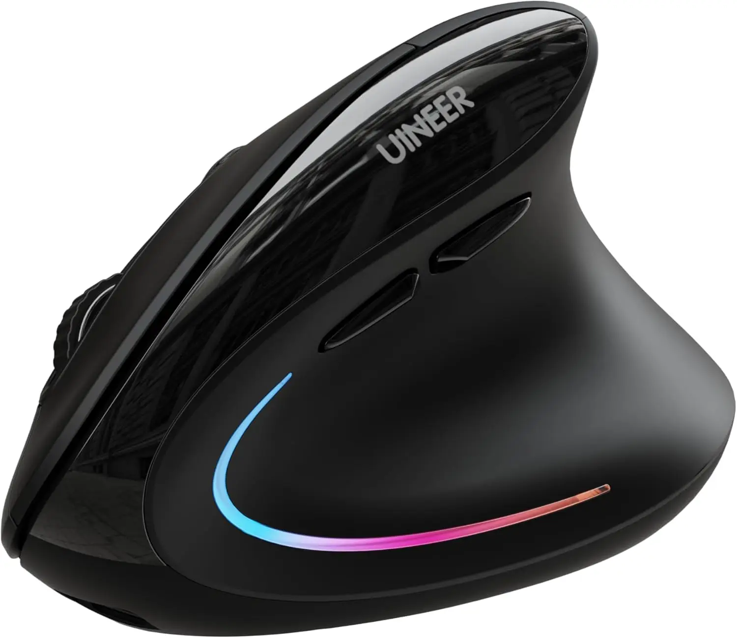 

Ergonomic Wireless Bluetooth Rechargeable Vertical Mouse with 7-Color LED, Adjustable DPI, USB-A for PC/Laptop - Black
