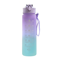 750ml sports water bottle with time scale portable outdoor gradient sports water bottle fitness straw cup