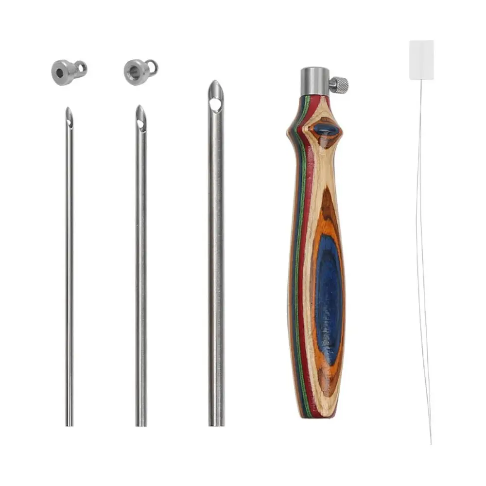 Changeable Head Embroidery Stitch Pen Wooden Handle DIY Punch Needle Tool Poking Cross Stitch Tools Adjustable Poke Needle