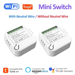 Tuya Smart Switch WiFi Mini Size Without / With Neutral Wire Version APP Remote Timing DIY Breaker Works With Alexa Google Home