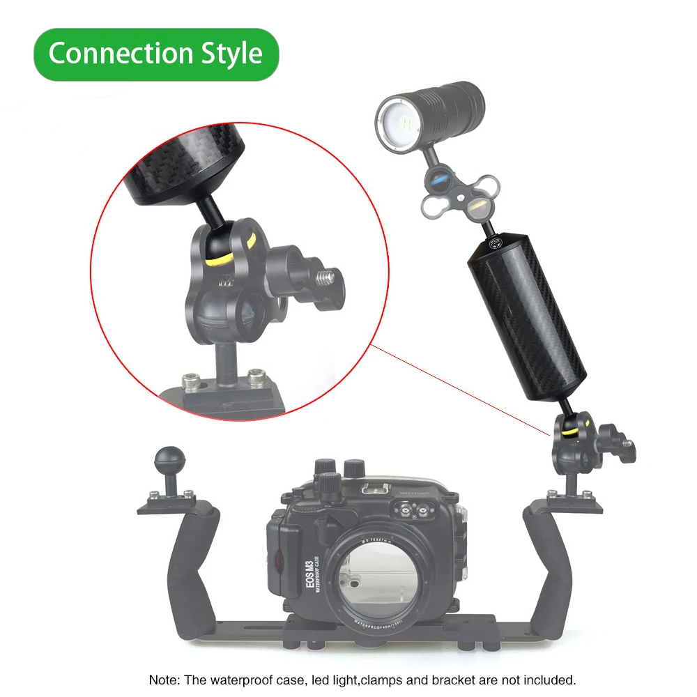 Seafrogs Diving 7/8/10/12inch D60mm Carbon Fiber Buoyancy Float Arms with1 inch Dual Ball Head Compression-Resistant Underwater