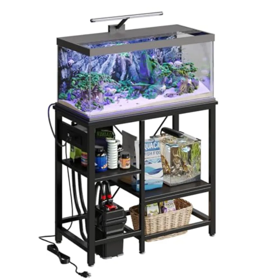 

Подставка для аквариума 20-29-37 галлонов с розеткой, металлическая подставка для аквариума 30x13 с отсеком для фильтра, 6-ножечная подставка для террариума, 3-уровневая