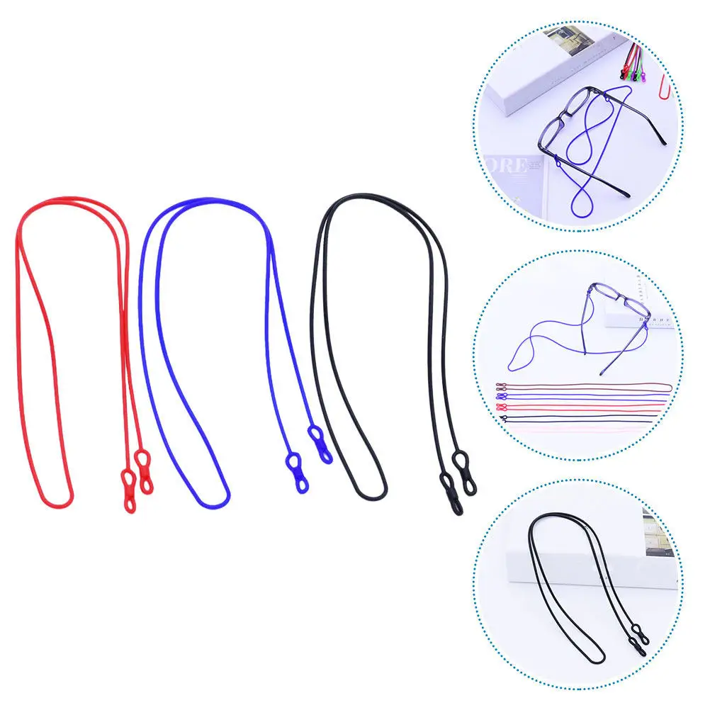 

3Pcs Glasses Lanyards Silicone Straps Non-Deform Eyeglass Holder Ropes Neck Hanging Flexible Glasses String Sports Use for Men