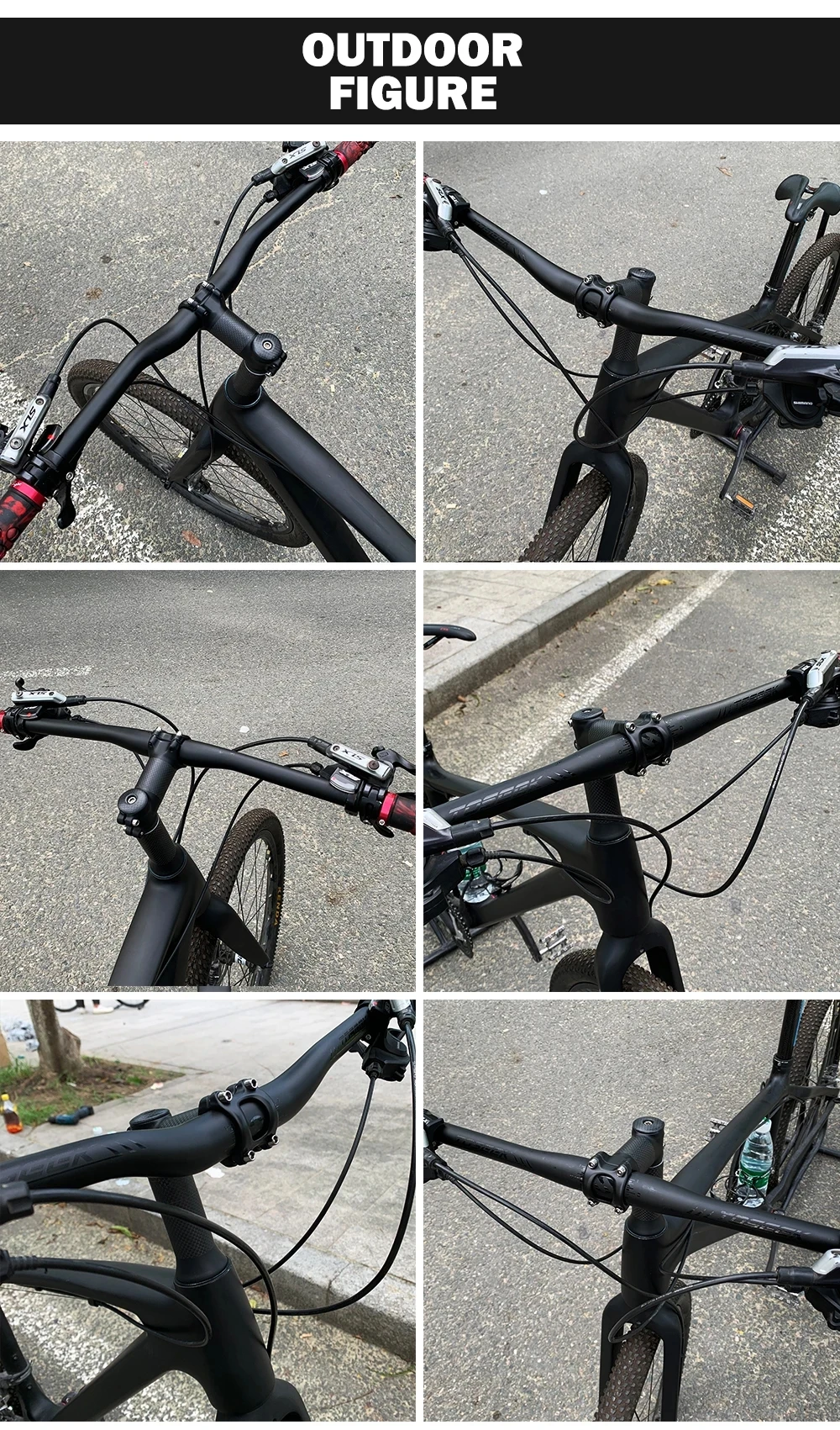 TOSEEK TM11 Schwarz Matt Carbonfaser-Lenker MTB Fahrradlenker Mountainbike-Lenker 31,8mm Riser oder Flachlenker 580-760mm – Detail 13
