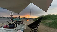 @Outdoor ultralight aluminum alloy moon chair portable folding leisure chair camping self-driving barbecue fishing sketch chair