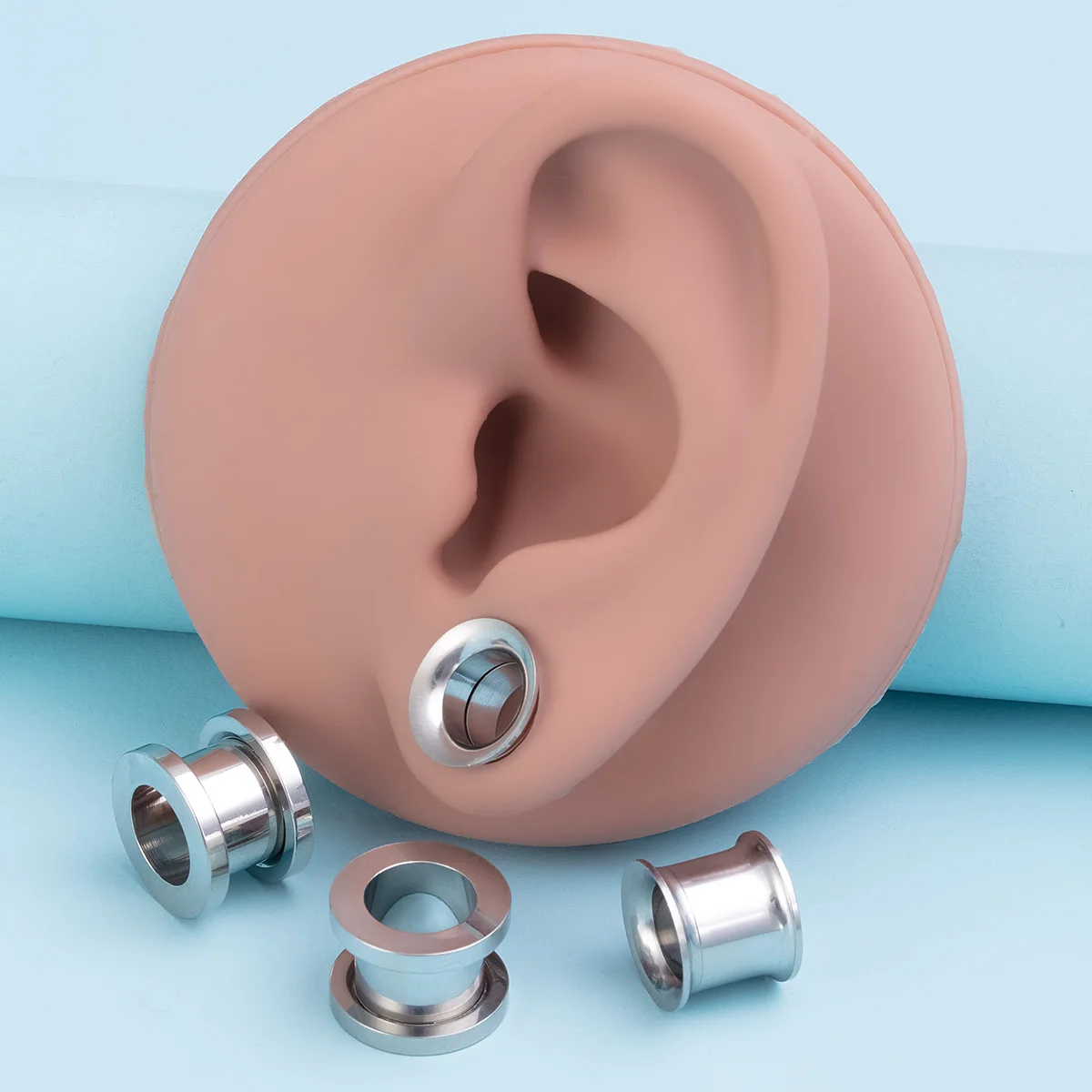 2pcs 3mm-225mm Stainless Steel Double Flared Flesh Tunnel Soft Ear Plugs Ear Gauges Expander Stretcher Earlets Piercing Jewelry