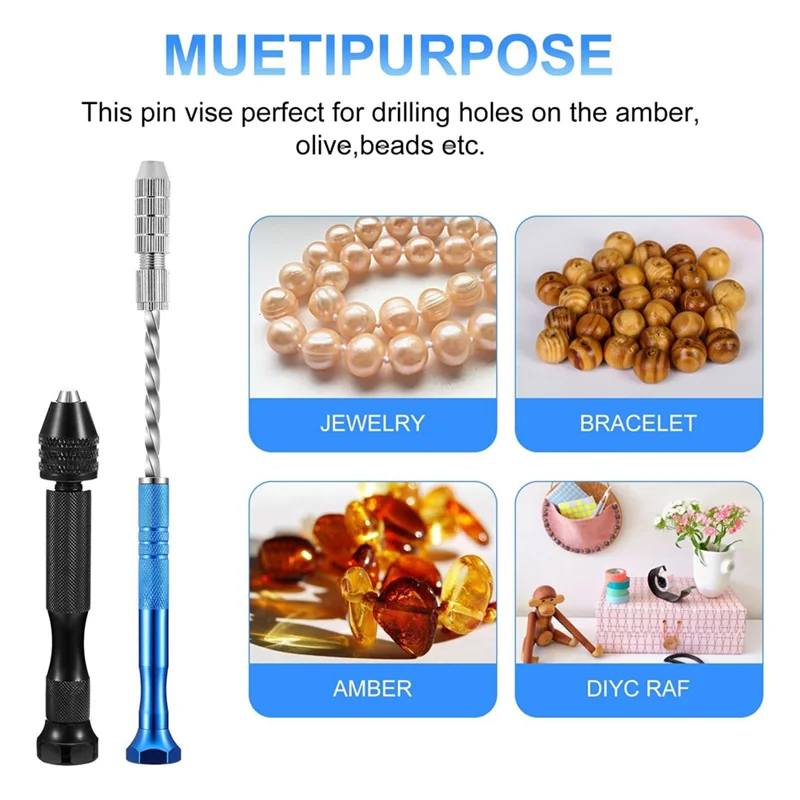 A43F-Pin Vise Hand Drill Set With Semi-Automatic Spiral Hand Drill Rotary Tool And 25 Micro-Type Twist Drill Bits (0.5-3Mm)