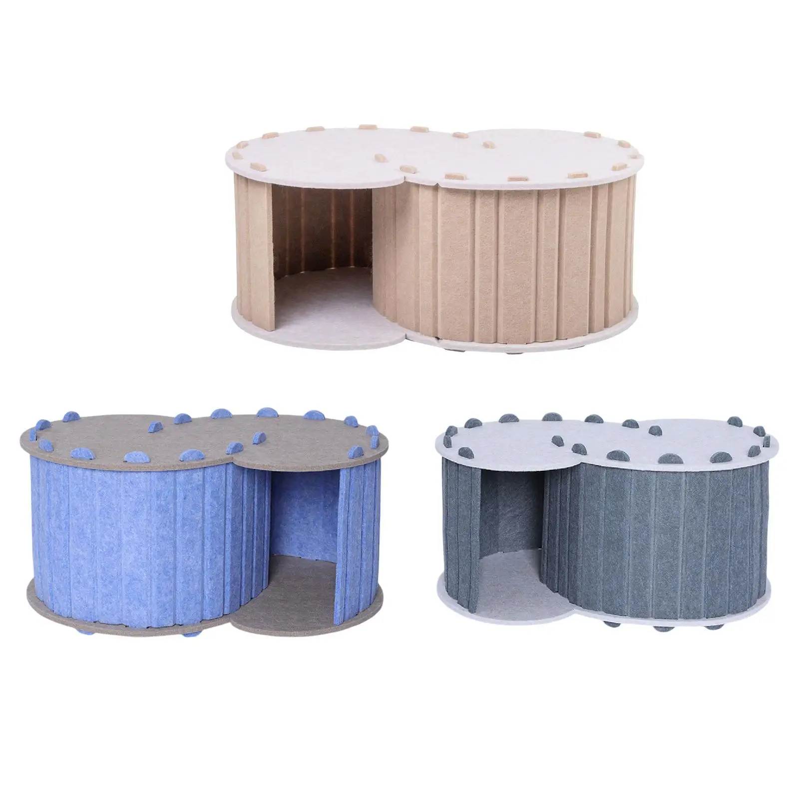 Cat Play Tunnel Bed Removable Cover Indoor Comfortable All Season Breathable for 2 Cats 2 Hole Cat Cave Hideaway Nest Pet House