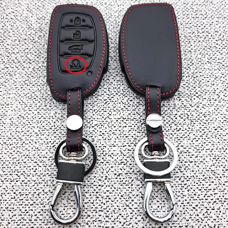 Leather Keychain for Hyundai Ix35 Grand I10 Elantra 2017 Tucson Sonata Ix25 I20 Creta Santa Fe GLS Reina Remote Key Cover Case