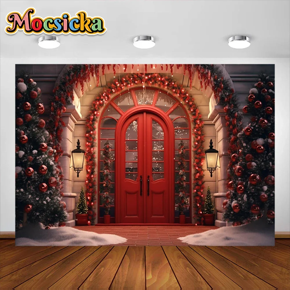 Mocsicka التصوير خلفية الشتاء عيد الميلاد نافذة المنزل بريق شجرة عيد الميلاد الاطفال الأسرة صورة ديكور خلفية استوديو الصور