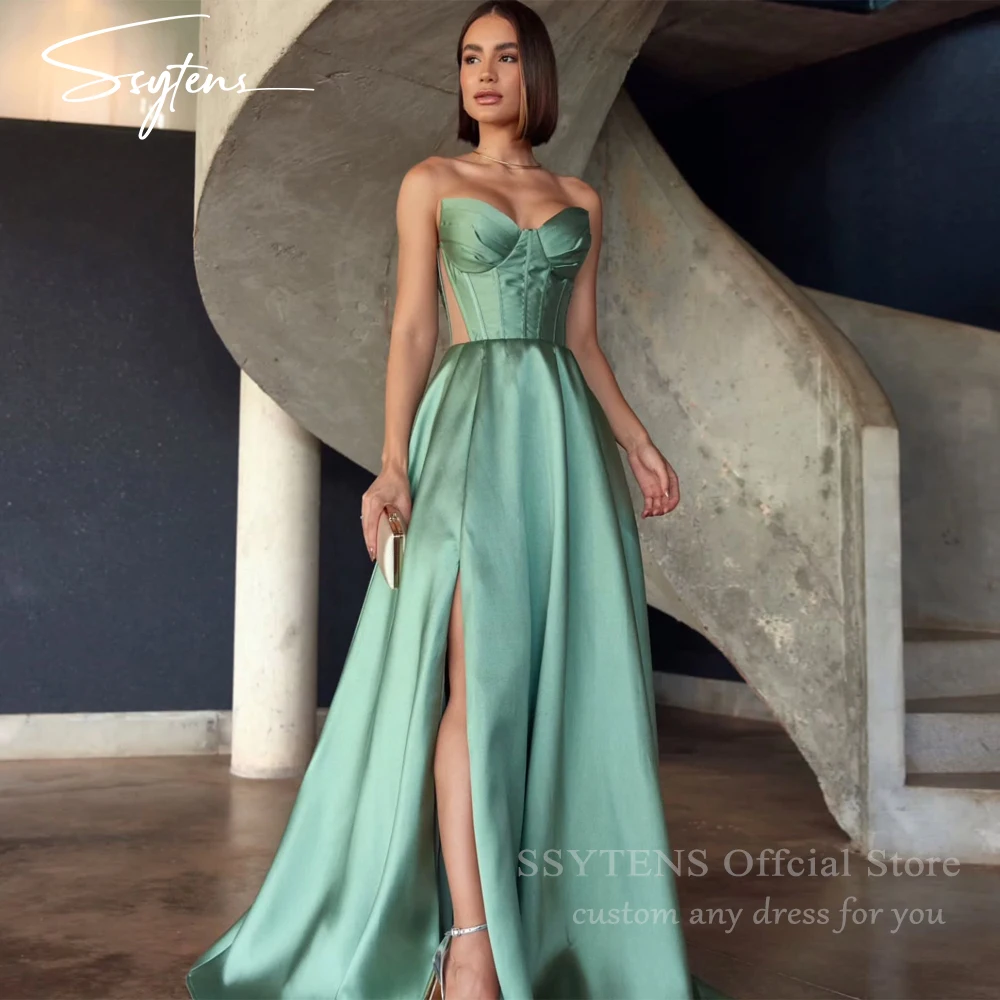 

SSYTENS Elegant Green Sweetheart Prom Dresses for Woman Corset Back Evening Gowns Sleeveless Celebrity Party Dresses Customized