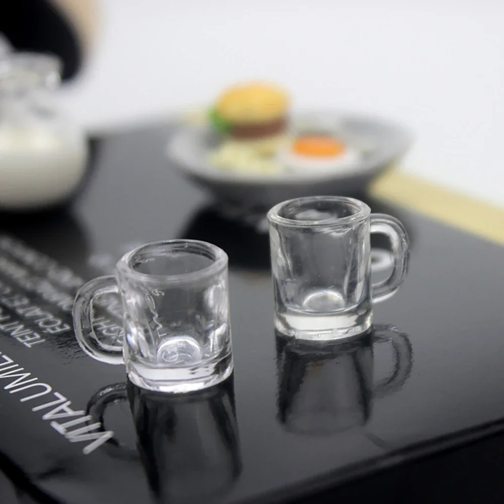 4Pcs 1/12 Dollhouse Miniature Accessories Mini Resin Wine Glasses Simulation Water Cup Teacup Model for Doll House Decoration