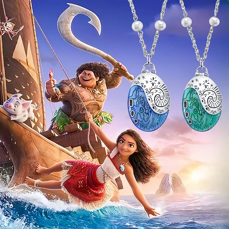 Disney Moana2 Movie Peripheral Creative Cartoon Ocean Shape Necklace Accessories For Boys And Girls Valentine'S Day Gift Pylons