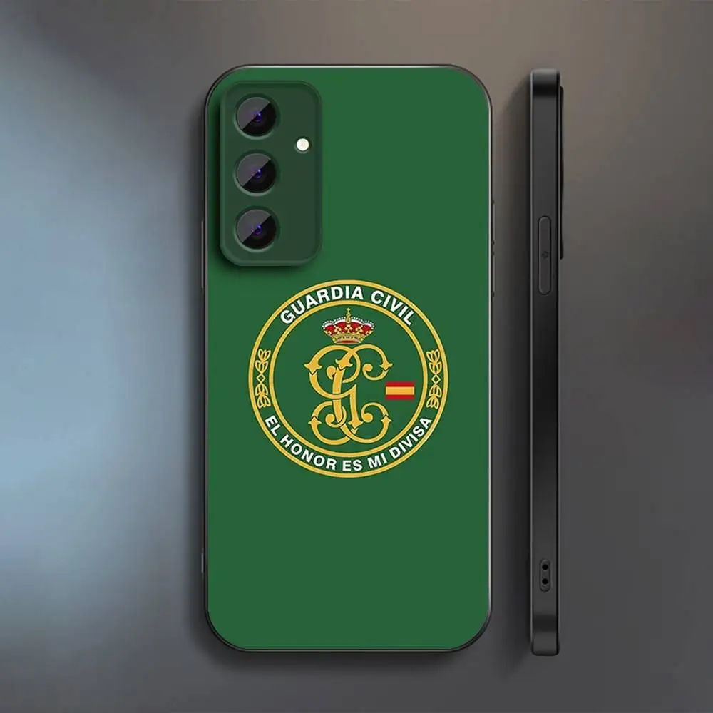 スペインガード民間エンブレム電話ケースサムスン S 25、24、23、22、30、21、10、9、ウルトラ、プラス、ライト、FE、4、5 G ソフトブラックケース