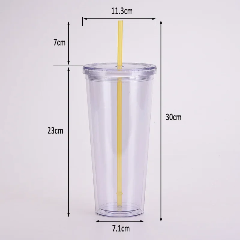 32oz Double Wall Clear Plastic Tumblers with Lids and Straws Large Capacity Acrylic Car Cup Reusable Insulated Cups 1,2,4pcs/set