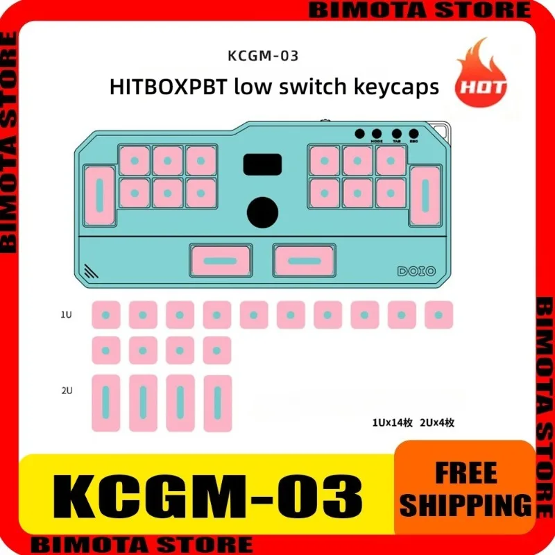 

DOIO HITBOX KCGM-03 18 шт., колпачки для клавиатуры для звуковой игры, квадратные колпачки для клавиш из ПБТ, термосублимация, цветные многофункциональные колпачки для клавиатуры, колпачки для клавиатуры