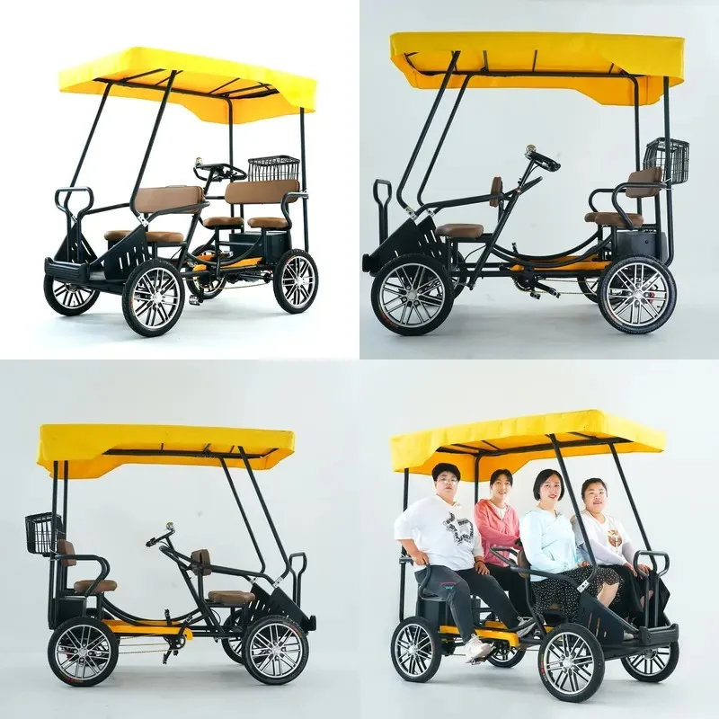 Minibus factory sells Surrey bicycles, four-wheelers, battery-powered aids to attract tourists for sightseeing tours