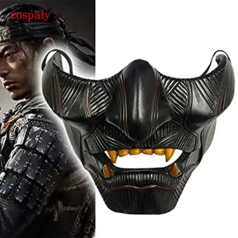 Ghost Of Tsushima Mask Jin Sakai Cosplay Half Face Samurai Warrior Face Prop Halloween Hannya Mask Decoration Party Prop Resin