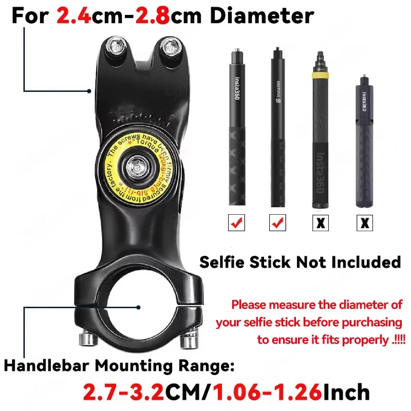 Motorcycle Bicycle Selfie Stick Monopod Mount Handlebar Bracket for Insta360 X5 X6 X4 GoPro Hero 13 12 11 10 9 8 DJI Accessories