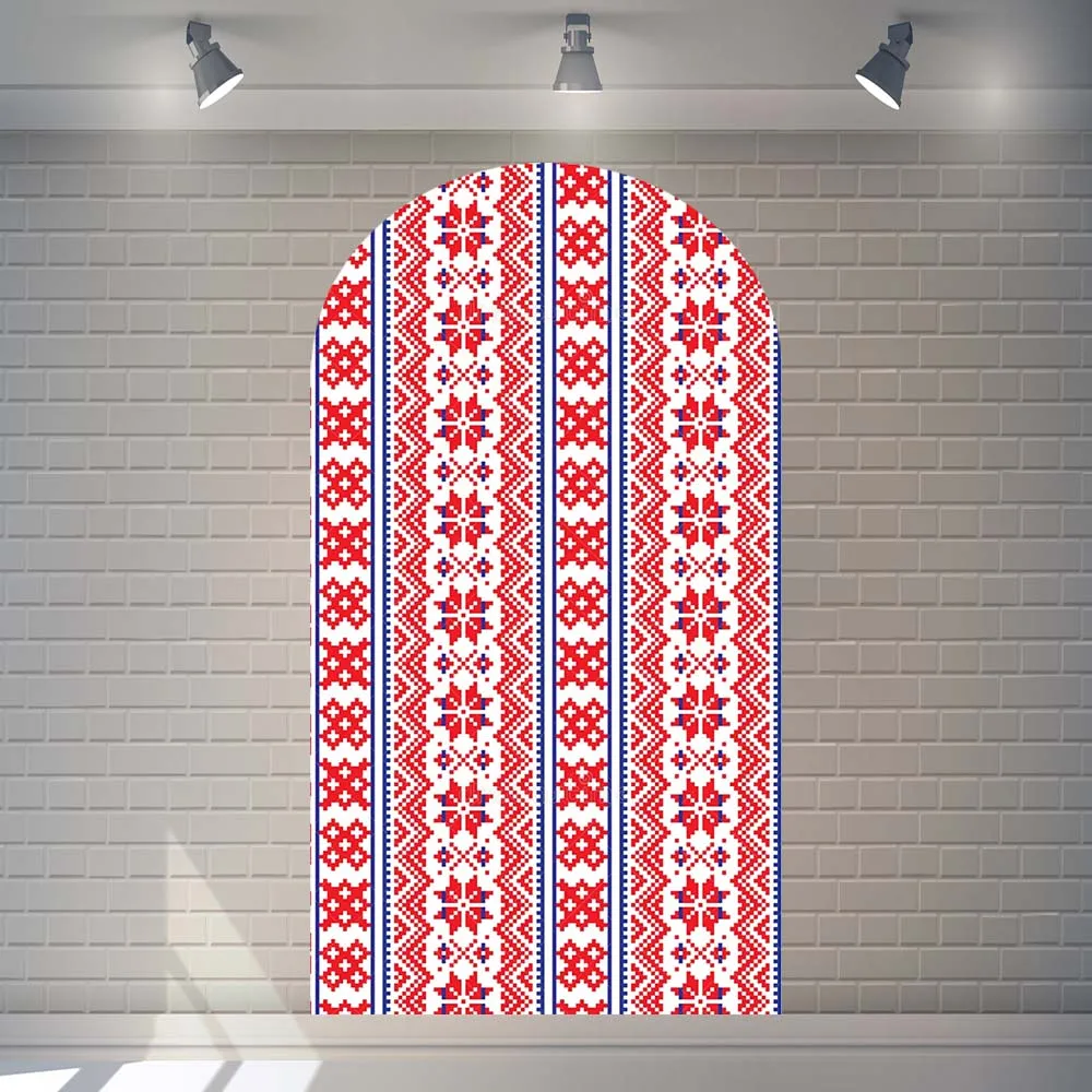 Red Embroidery Henna Arch Background Customized Adult Children Birthday Bride Wedding Shower Photo Decoration Photography Props