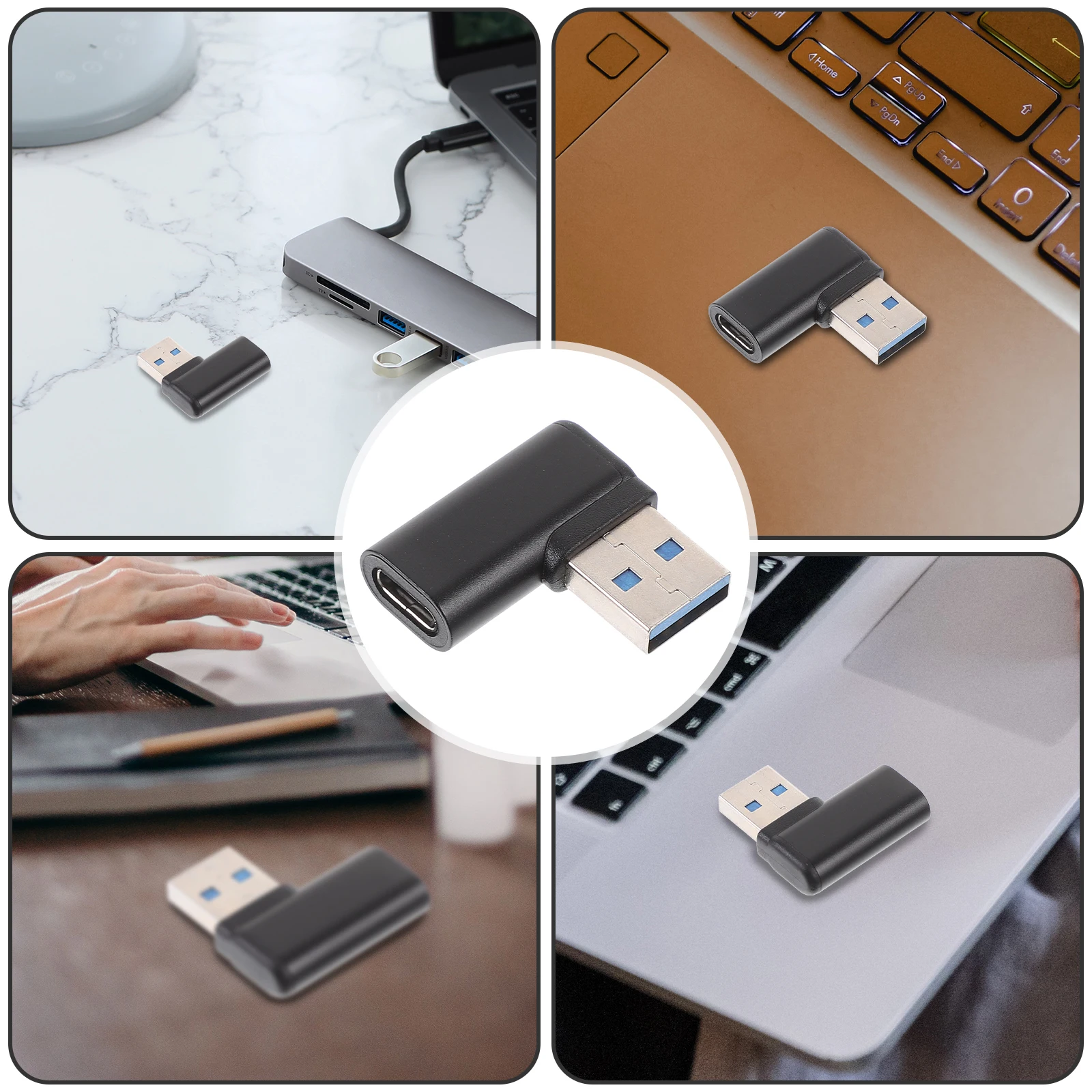 Adaptateur type-c vers USB 3.0, extension à Angle droit, transfert de données à grande vitesse, Compatible avec téléphone, tablette, ordinateur, 2 pièces