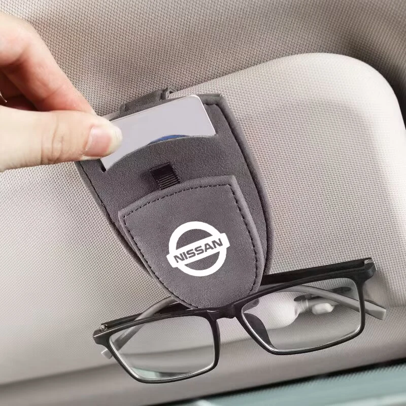 Suede Car Styling Glasses Storage Clip Sun Visor Card Ticket Holder For Nissan Qashqai X J10 J11 Trail Tiida Juke accessories