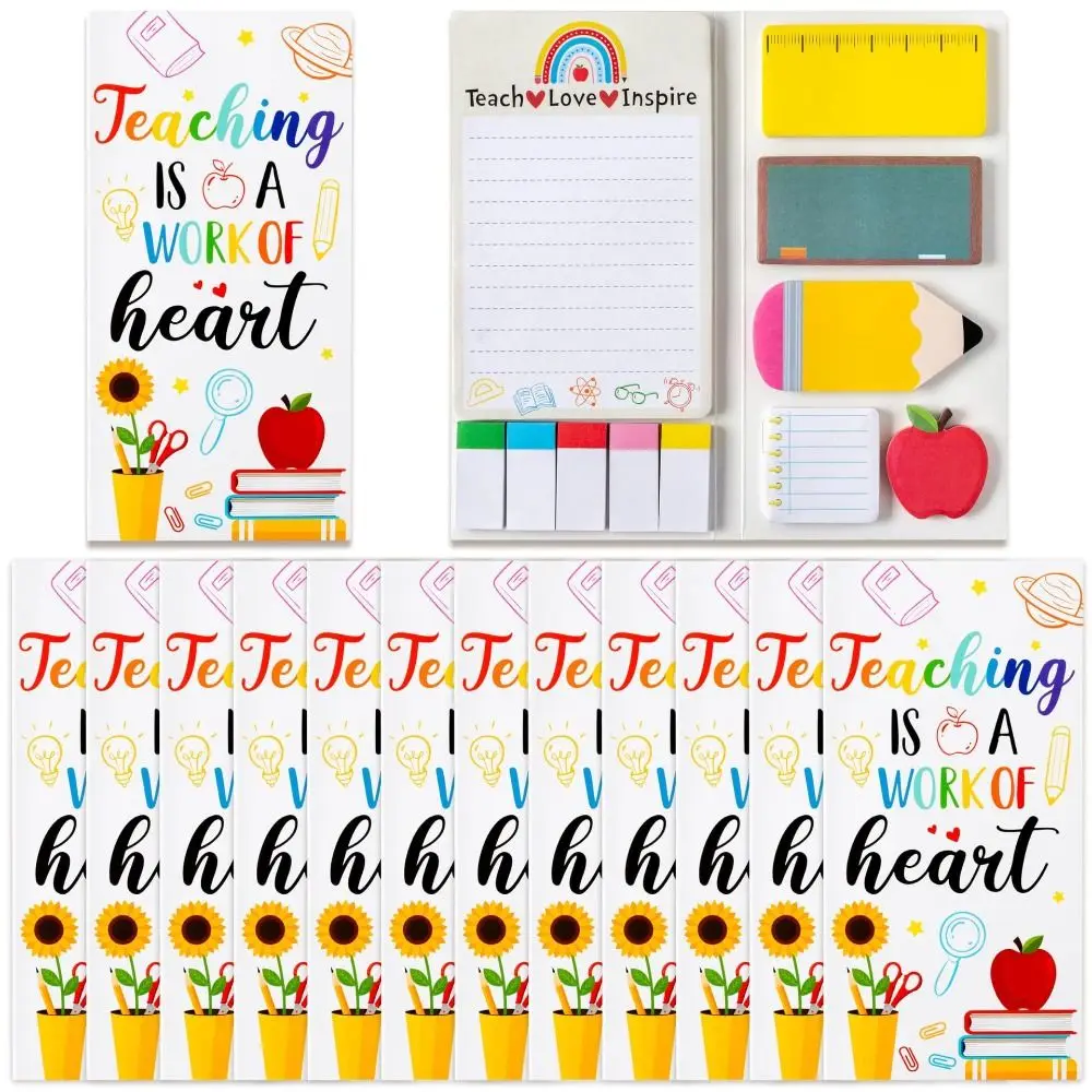 Shaped Sticky Notes Teacher Sticky Notes Repositionable Removable Adhesive Cartoon Memo Notes English Text Cartoon Pattern
