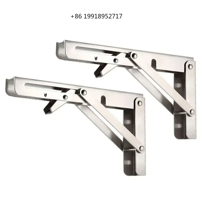 Folding Shelf Brackets 8-20 Inch 2 Pcs Heavy Duty Collapsible Triangle Shelf Bracket, DIY Wall Mounted Folding Table Hinge JJ196