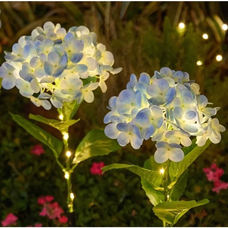 1pc Luci di ortensia a LED ad energia solare Luce esterna impermeabile per percorso Cortile Patio Cortile Giardino Ambiente Luci ornamentali