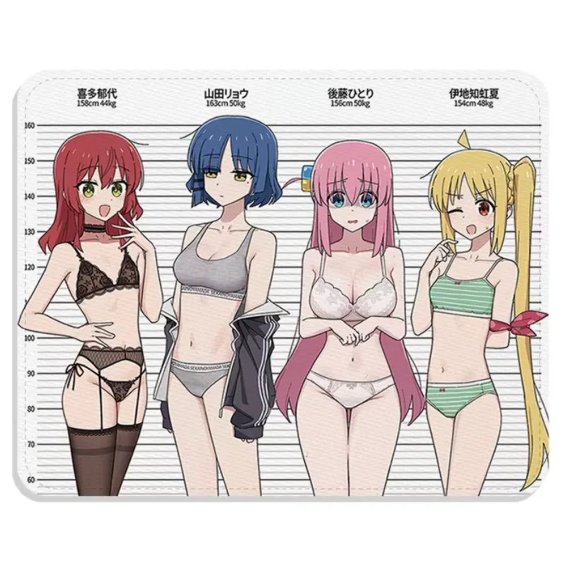 Bocchi The Rock Popular Anime Girl Height Comparison Mini Lock Edge Washable Anti Slip Rubber Student Laptop Gaming Mouse Pad