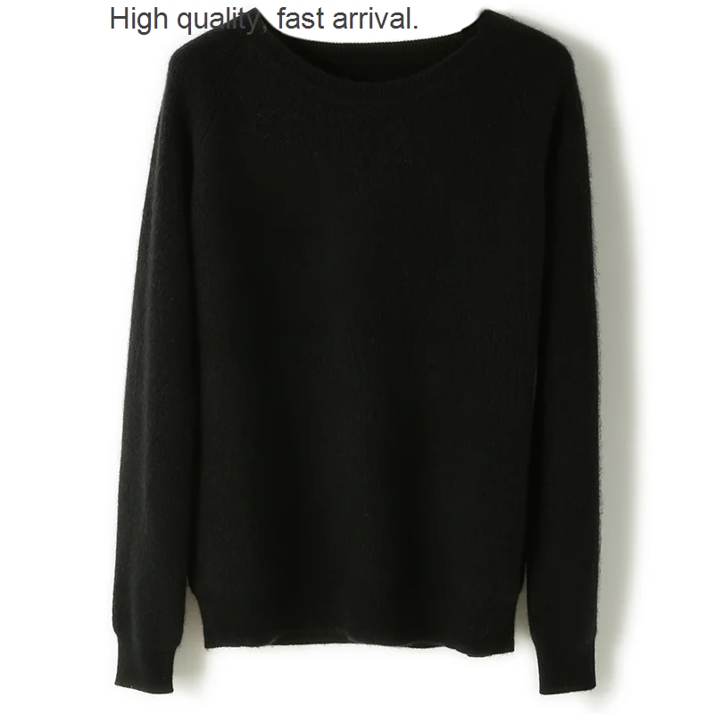 

pure woolen 100 sweater low round neck sweater women's autumn and winter bottoming shirt loose thick top pullover cashmere