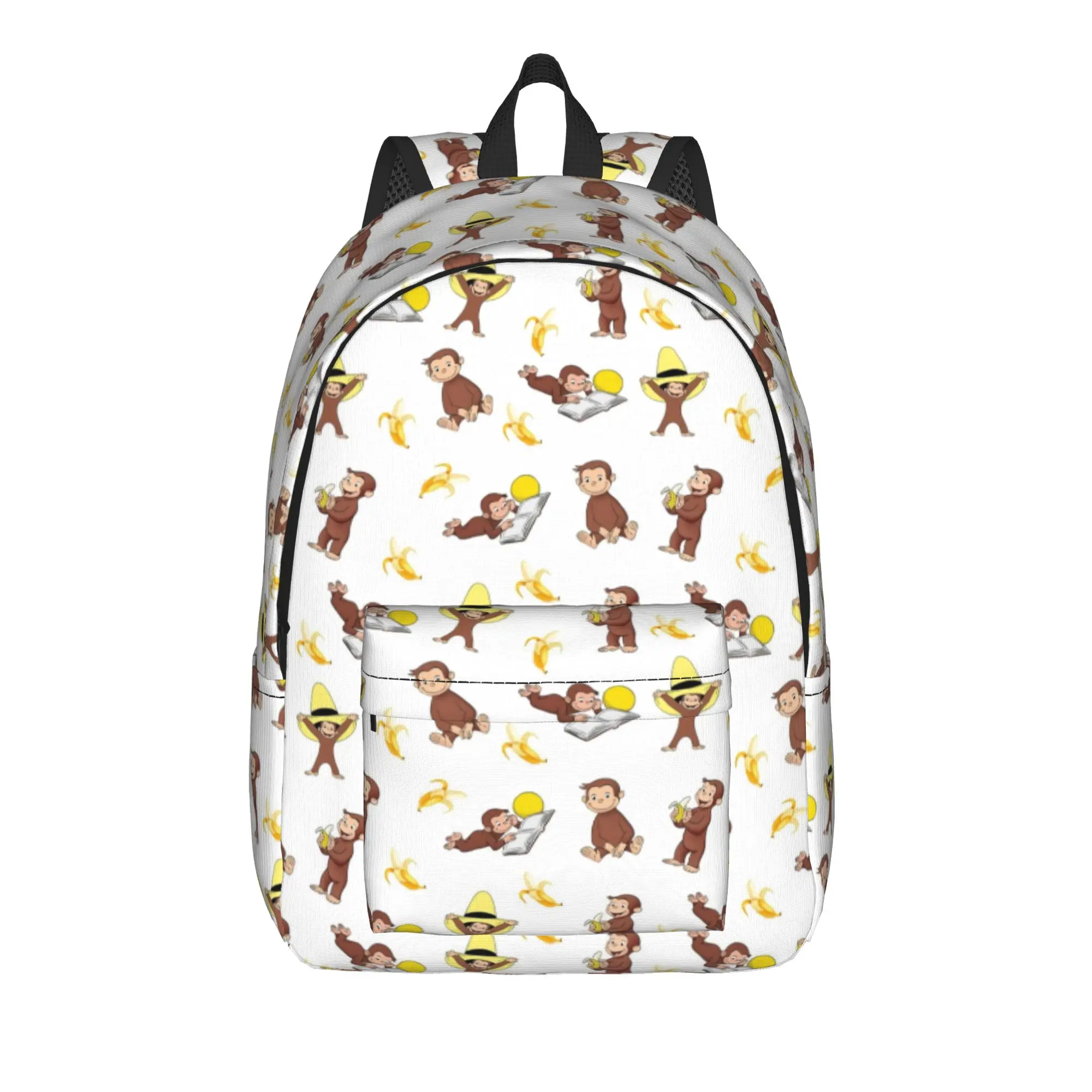 Cartoon Monkey Curious George Classical Backpack Lightweight High School Business  Daypack for Men Women College Shoulder Bag